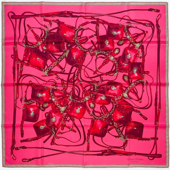 NWT Hermes Scarf Carré 90 “Brides Rebelles” in Rose/Prune/Beige - Picture 1 of 8